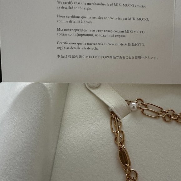MIKIMOTO 18K Gold Pearl Paperclip Chain Necklace - Picture 7 of 9